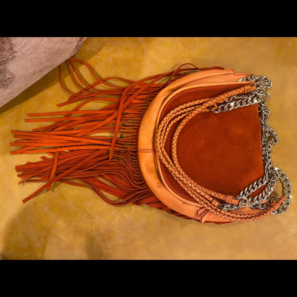 Ramy Brooke Orange Camille Fringe Bag